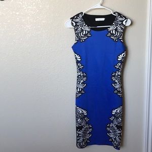 Beautiful dress vibrant royal blue with design